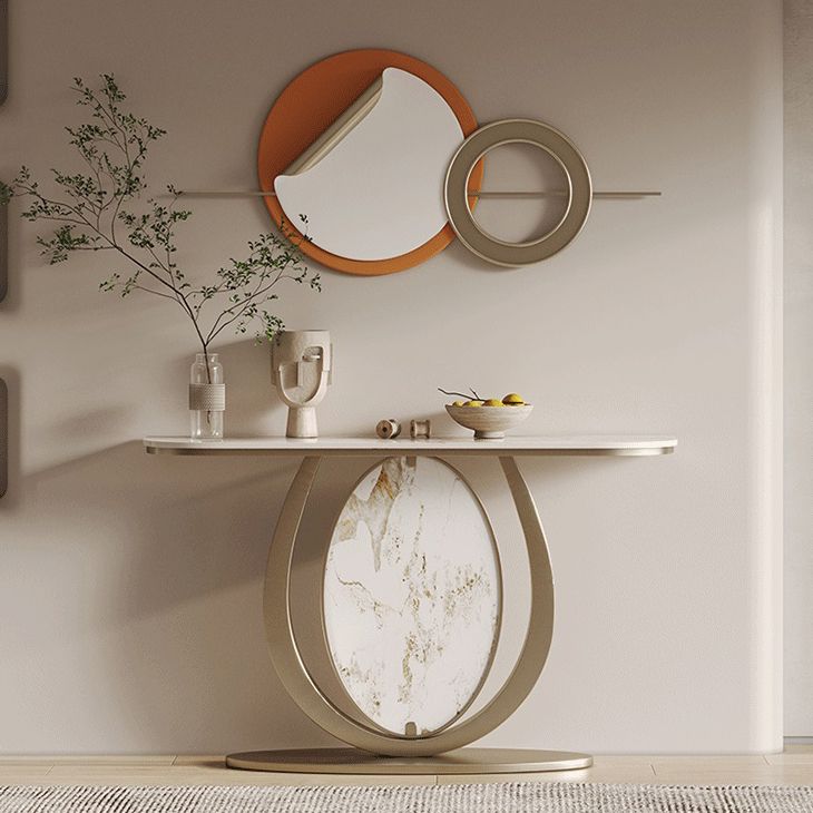 Tabella della console in pietra alta 33,46 "Tabella accento in acciaio resistente a graffio