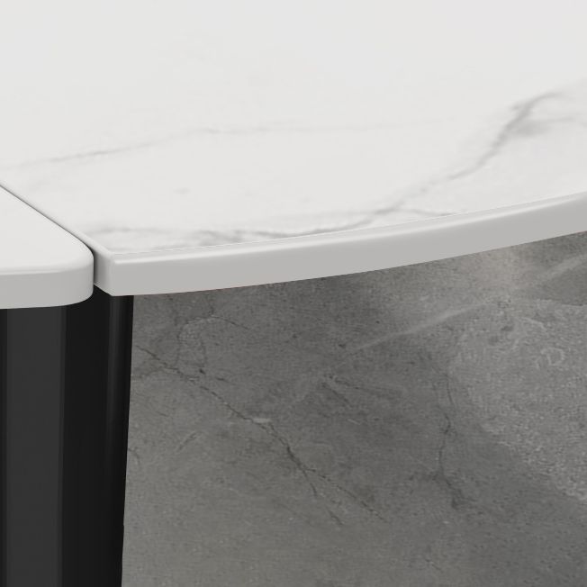 Extendable Sintered Stone Top Dining Table Round Table with Metal 4 Legs Clearhalo ' dining_table' 'Dining Tables & Seating' 'Dining Tables' 'furn' 'furn_dining_table' 'Furniture' 'furniture_dining_table' 'Kitchen & Dining Furniture' 'kitchen&dining_furn' 'kitchen' 'kitchen_dining_table' 1200x1200_62c91bf0-f8d4-418e-a887-7579ed1cffc8
