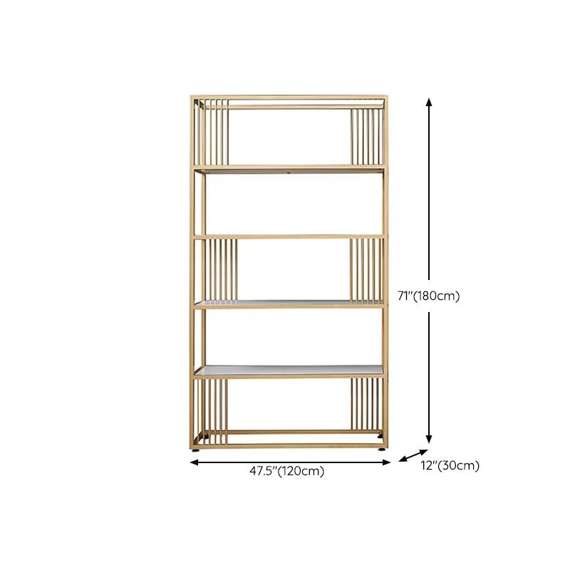 Glam Metal Open Shelf Bookcase Vertical Etagere Shelves Included Bookshelf for Bedroom