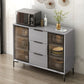 Gray Engineered Wood Sideboard Table Modern Buffet Server with Glass Doors Clearhalo 'buffet_sideboard' 'Buffets & Sideboards' 'furn' 'furn_buffet_sideboard' 'Furniture' 'Kitchen & Dining Furniture' 1200x1200_62cb33ce-e3e2-4192-ba9c-c6e1c140b8a4