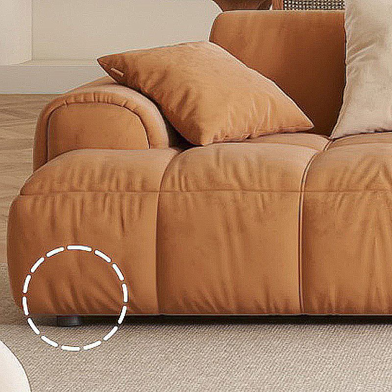 Velvet Round Arm Sectionals 24.8"High Tight Back Sofa with 4 Pillows Clearhalo 'furn' 'furn_sectionals' 'Furniture' 'Living Room Furniture' 'Sectionals' 1200x1200_62cbc27d-f5b2-4281-8d1d-c623d63d47de