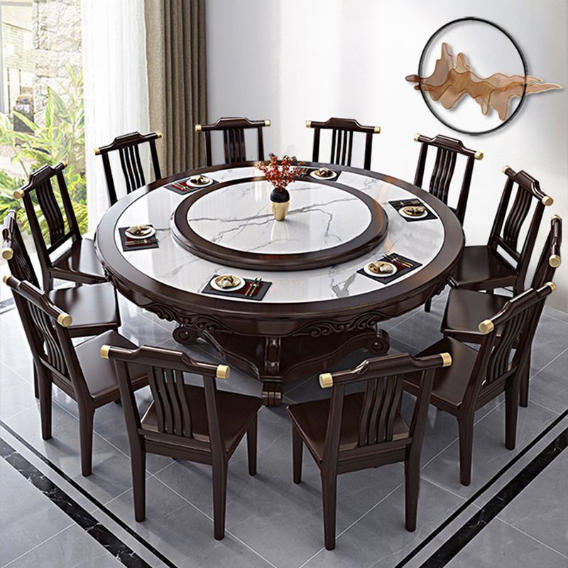 Stone Dining Table Round Dinner Table with Rubberwood Base for Dining Room Clearhalo 'Dining Tables & Seating' 'Dining Tables' 'dining_table' 'furn' 'furn_dining_table' 'Furniture' 'Kitchen & Dining Furniture' 1200x1200_62cbec59-6c0c-43ab-9cb9-2422202a297b
