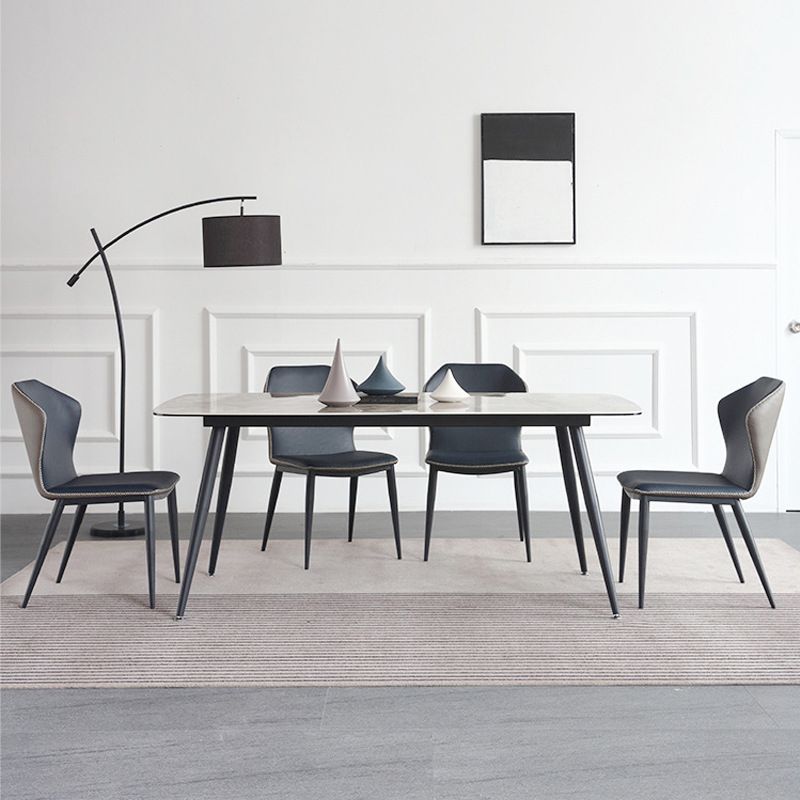 Metal Contemporary Rectangular Table Sintered Stone Top Dining Table with 4 Legs Clearhalo ' dining_table' 'Dining Tables & Seating' 'Dining Tables' 'furn' 'furn_dining_table' 'Furniture' 'furniture_dining_table' 'Kitchen & Dining Furniture' 'kitchen&dining_furn' 'kitchen' 'kitchen_dining_table' 1200x1200_62ce7a10-b332-4215-b785-33c808f47818