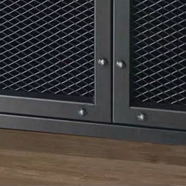 工業スタイル39.4 "背の高いチェスト2-黒のドア鉄のアクセントキャビネット