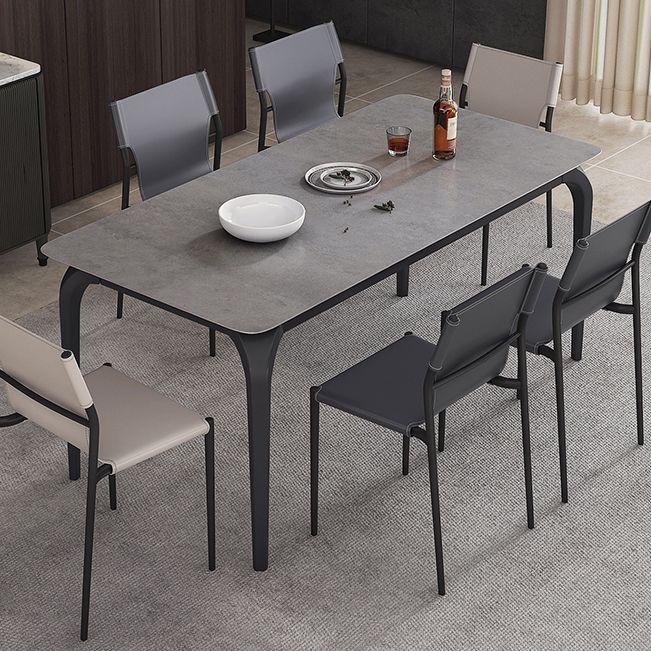 Rectangle Industrial Dining Table Black Sintered Stone Fixed Table Clearhalo 'Dining Tables & Seating' 'Dining Tables' 'dining_table' 'furn' 'furn_dining_table' 'Furniture' 'Kitchen & Dining Furniture' 1200x1200_62d1797d-7c48-4a6b-a5df-20e9c5e3077d