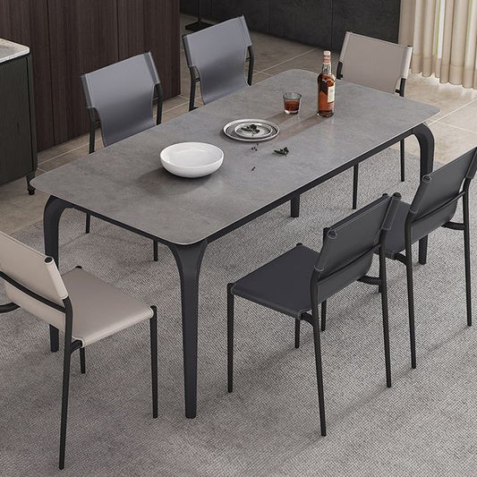 Rectangle Industrial Dining Table Black Sintered Stone Fixed Table Clearhalo 'Dining Tables & Seating' 'Dining Tables' 'dining_table' 'furn' 'furn_dining_table' 'Furniture' 'Kitchen & Dining Furniture' 1200x1200_62d1797d-7c48-4a6b-a5df-20e9c5e3077d
