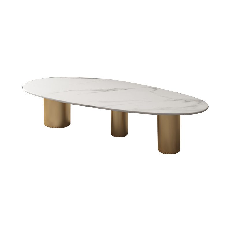 3 Legs Oval Coffee Table Minimalist Slate Coffee Table for Living Room