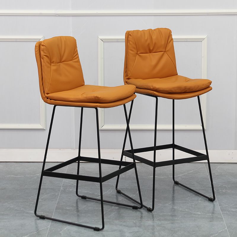 Modern Armless Backrest Counter Stool Steel Bar Stool with Leather Cushion Clearhalo 'Bar Furniture' 'Bar Stools' 'bar_stools' 'furn' 'furn_bar_stools' 'furniture_bar_stools' 'Kitchen & Dining Furniture' 'kitchen&dining_furn' 'kitchen' 'kitchen_furn' Furniture' 1200x1200_62d2eaa0-e7e3-4f54-9c48-aed06a44358f