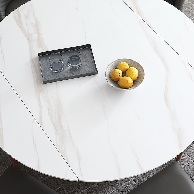 Glam 1/4/5/7 Pieces Scalable Dinette Set with White Sintered Stone Round Dining Table Set Clearhalo 'Dining Room Sets' 'Dining Tables & Seating' 'dining_room_set' 'furn' 'furn_dining_room_set' 'Furniture' 'furniture_dining_room_set' 'Kitchen & Dining Furniture' 1200x1200_62d4a134-9762-4d59-b868-46506d750fa1