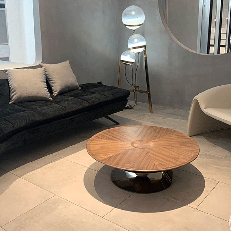 Nordic Style Cocktail Table Walnut/black Wood Round Coffee Table Clearhalo 'Coffee & Accent Tables' 'Coffee Tables' 'coffee_tables' 'furn' 'furn_coffee_tables' 'Furniture' 'furniture_coffee_tables' 'Living Room Furniture' 1200x1200_62d51e51-648b-4e8a-ac26-fce69fc18707