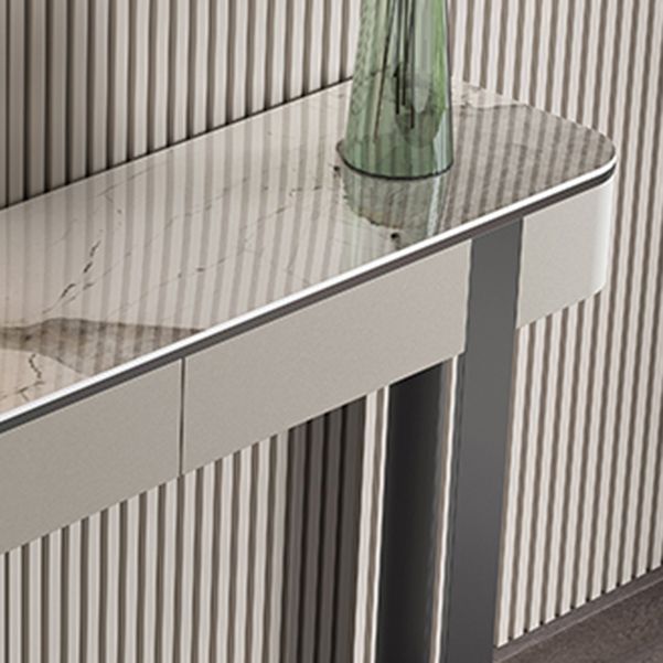 Stone Half Moon Console Table Glam 33.46-inch Tall Accent Table Clearhalo 'Console Tables' 'console_tables' 'Entry & Mudroom Furniture' 'furn' 'furn_console_tables' 'Furniture' 1200x1200_62d920f4-522d-4df3-9879-fa2a1a5ba475