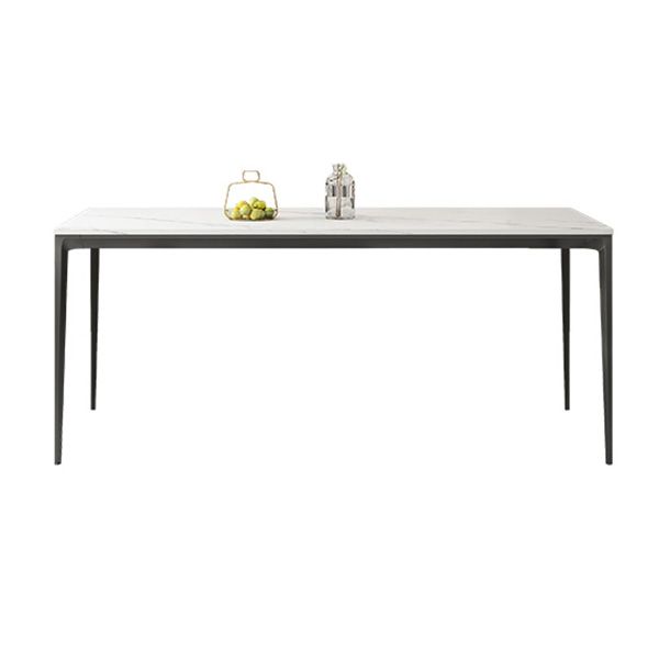 Rectangle Contemporary Dining Room Table Sintered Stone Table with 4 Black Legs Clearhalo ' dining_table' 'Dining Tables & Seating' 'Dining Tables' 'Furniture' 'furniture_dining_table' 'Kitchen & Dining Furniture' 'kitchen&dining_furn' 'kitchen' 'kitchen_dining_table' 1200x1200_62d99230-e6e8-40c0-a5b8-c75c589721ea
