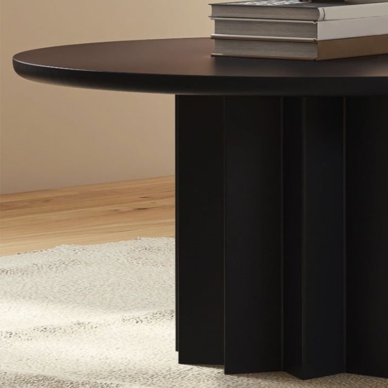 Contemporary Solid Wood Pedestal Cocktail Table Round Single Coffee Table