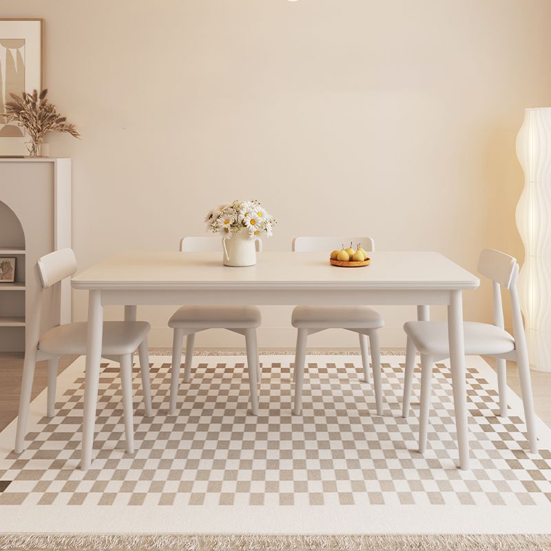 Modern Style 1/4/5 Pieces Dining Room Table Rectangle Stone Furniture in White