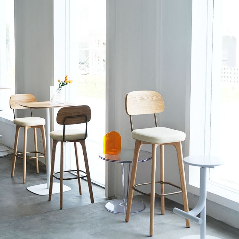 Nordic Style PU Leather Bar-stool Square Seat Counter Bar Stool with Wooden Legs Clearhalo 'Bar Furniture' 'Bar Stools' 'bar_stools' 'furn' 'furn_bar_stools' 'Furniture' 'Kitchen & Dining Furniture' 1200x1200_62dc307d-3190-491b-aa85-0351e1de4a2c