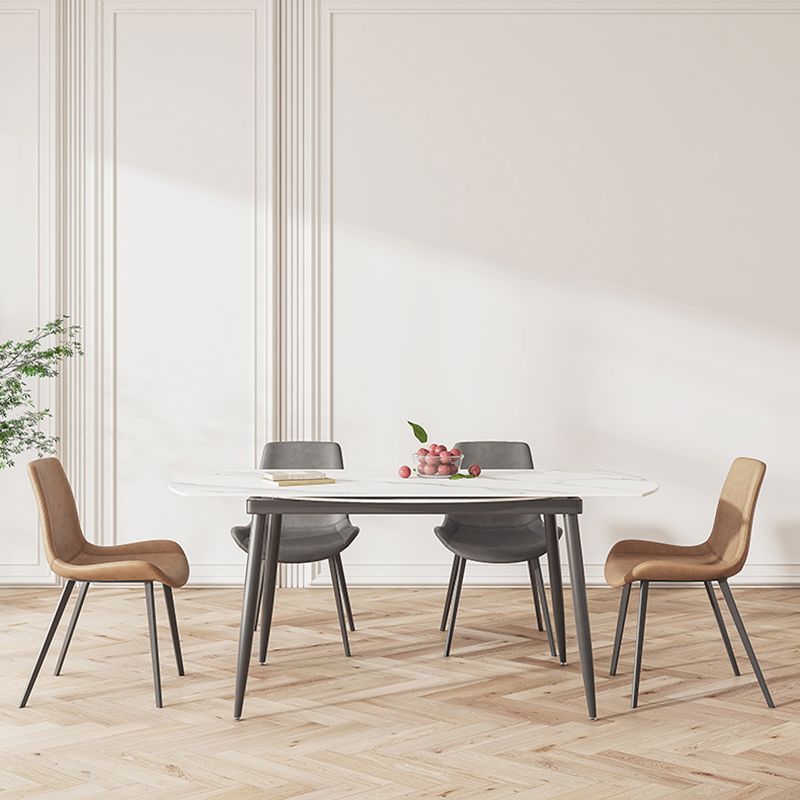 White Stone Dining Table Set with Leather Chairs 3/5 Pcs Modern Dinette Set Clearhalo 'Dining Room Sets' 'Dining Tables & Seating' 'dining_room_set' 'furn' 'furn_dining_room_set' 'Furniture' 'Kitchen & Dining Furniture' 1200x1200_62dc56cb-c323-4152-978c-655d6a9b33ab