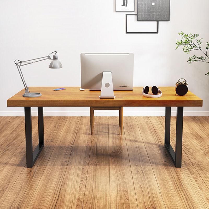 Contemporary Wooden Gaming Desk in Brown30"H Desk with Iron Legs Clearhalo 'furn' 'furn_office_desk' 'Furniture' 'Office Desks' 'Office Furniture' 'office_desk' 1200x1200_62dce1c1-2f33-4ba9-b1eb-67c7f7f9bfa4