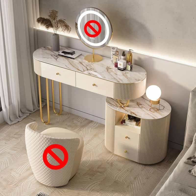 白い虚栄心、30.71 "スツール付きの高石の虚栄心、2/4引き出しドレッサー