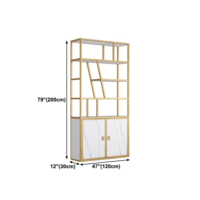 11.81"W Bookcase Glam Style Open Back Bookshelf with Cabinets for Office Home Clearhalo 'Bookcases' 'furn' 'furn_bookcases' 'Furniture' 'furniture_bookcases' 'kitchen' 'kitchen_bookcases' 'Living Room Furniture' 'Office Furniture' 1200x1200_62deb460-e249-4639-89ab-c6e353b933d0