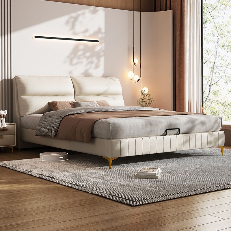 Modern gestoffeerd hoofdeinde rechthoekig paneel massief houten bedframe