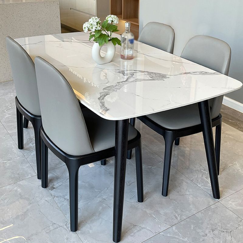 Stone Top Dining Table Modern Rectangle Table with 4 Wood Legs in Black Clearhalo 'Dining Tables & Seating' 'Dining Tables' 'dining_table' 'furn' 'furn_dining_table' 'Furniture' 'furniture_dining_table' 'Kitchen & Dining Furniture' 'kitchen' 'kitchen_dining_table' 1200x1200_62dfebf2-586b-47f9-827f-add6d4724668
