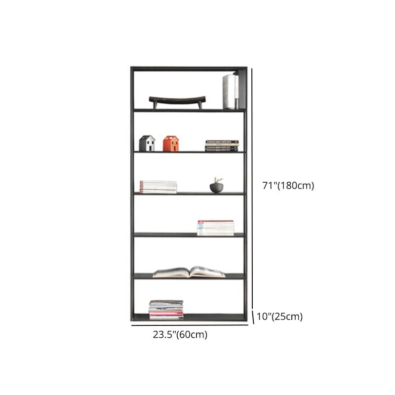 Industrial Style Bookshelf in Black Iron Shelf for Study Room Office with 5 Open Shelves Clearhalo 'Bookcases' 'furn' 'furn_bookcases' 'Furniture' 'furniture_bookcases' 'kitchen' 'kitchen_bookcases' 'Living Room Furniture' 'Office Furniture' 1200x1200_62e1f6a3-410b-4ec7-b6c9-fd753cc32e1c