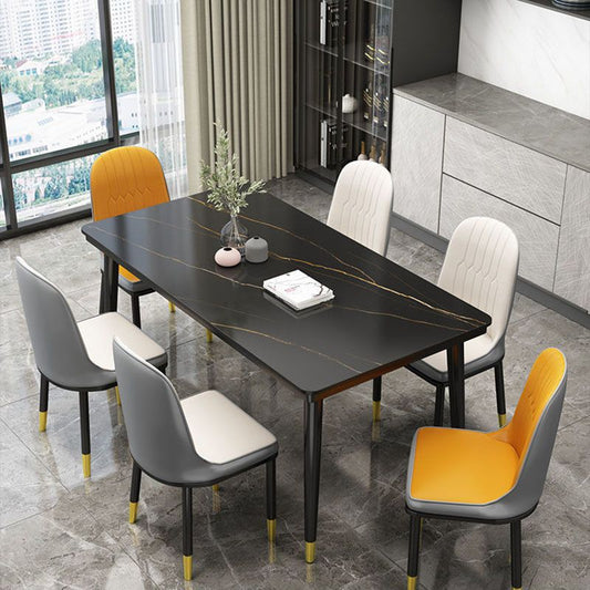 Modern White Marble Counter Table Rectangle Dining Table for Kitchen Clearhalo 'Dining Tables & Seating' 'Dining Tables' 'dining_table' 'furn' 'furn_dining_table' 'Furniture' 'Kitchen & Dining Furniture' 1200x1200_62e23ba5-fd8f-4510-96c5-e06ef43cffea