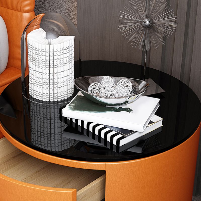 Glamernte Nachttisch mit 2 Schublade 16,5 Zoll hohen Leder-Nachttisch