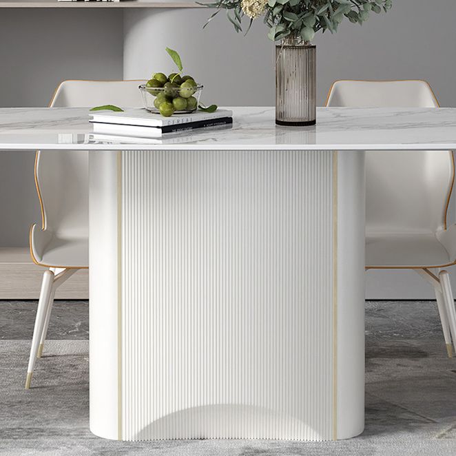 Sintered Stone White Tone Dining Table Luxury Pedestal Table for Dining Room Clearhalo 'Dining Tables & Seating' 'Dining Tables' 'dining_table' 'furn' 'furn_dining_table' 'Furniture' 'furniture_dining_table' 'Kitchen & Dining Furniture' 'kitchen' 'kitchen_dining_table' 1200x1200_62e59332-22f0-4e8c-8df9-077b86f39928