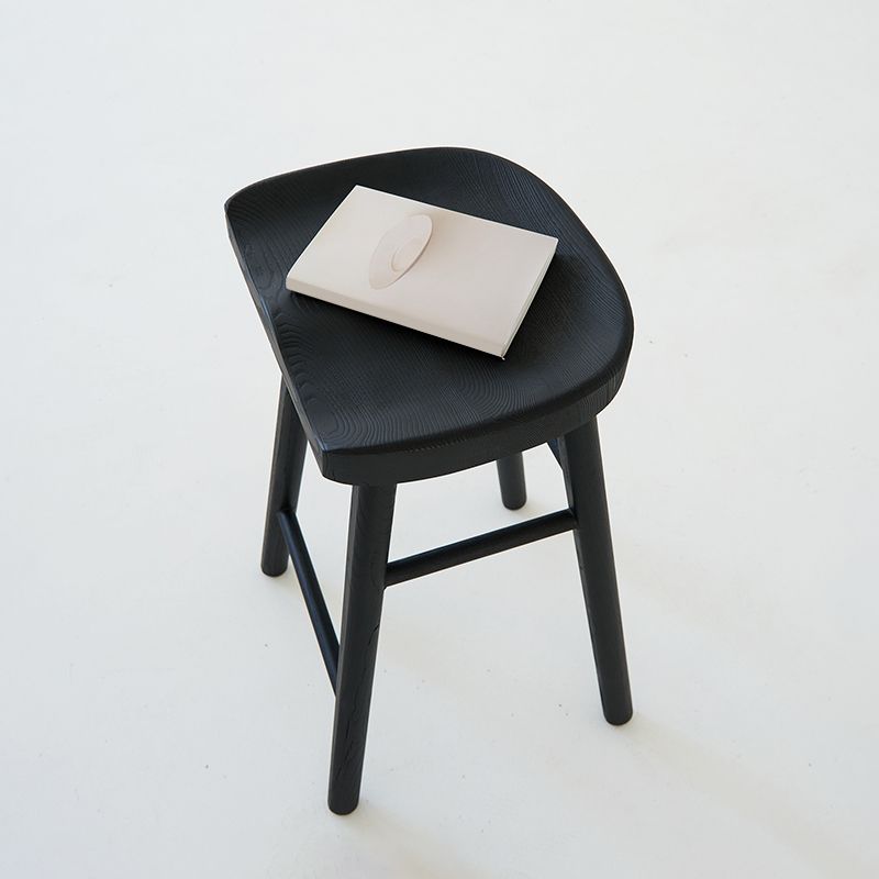 Contemporary Black Ash Solid Wood Armless Bar Stool with Footrest Clearhalo 'Bar Furniture' 'Bar Stools' 'bar_stools' 'furn' 'furn_bar_stools' 'Furniture' 'Kitchen & Dining Furniture' 1200x1200_62e71275-b499-40e8-b3c6-0839fb467b2a