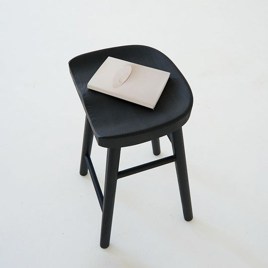 Contemporary Black Ash Solid Wood Armless Bar Stool with Footrest Clearhalo 'Bar Furniture' 'Bar Stools' 'bar_stools' 'furn' 'furn_bar_stools' 'Furniture' 'Kitchen & Dining Furniture' 1200x1200_62e71275-b499-40e8-b3c6-0839fb467b2a