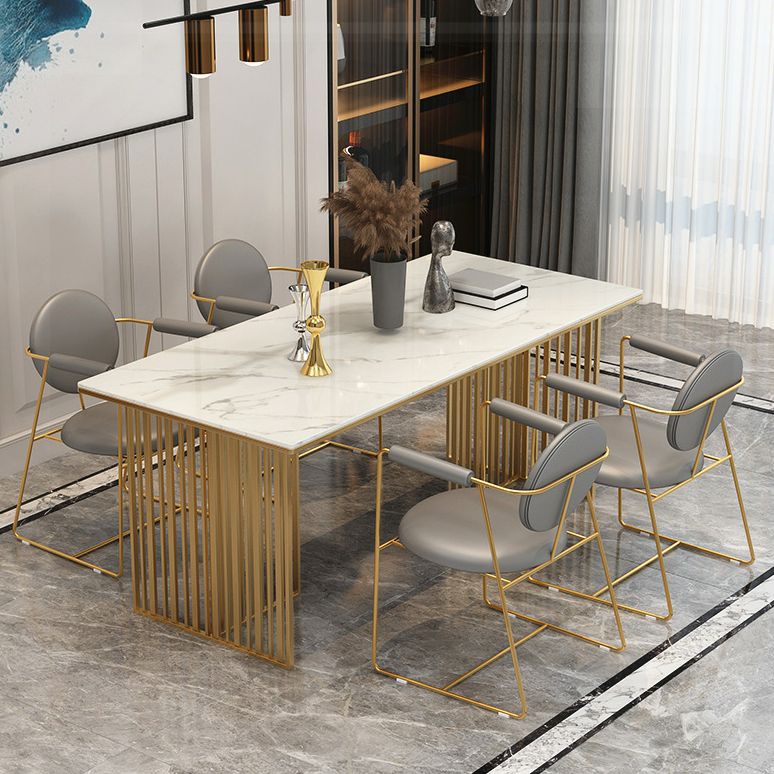 Luxury 1/5 Pieces Rectangle Dining Set Sintered Stone Dining Table with Leather Chairs Clearhalo 'Dining Room Sets' 'Dining Tables & Seating' 'dining_room_set' 'furn' 'furn_dining_room_set' 'Furniture' 'furniture_dining_room_set' 'Kitchen & Dining Furniture' 1200x1200_62ea4cb5-3cec-45c9-800f-1a7657041142
