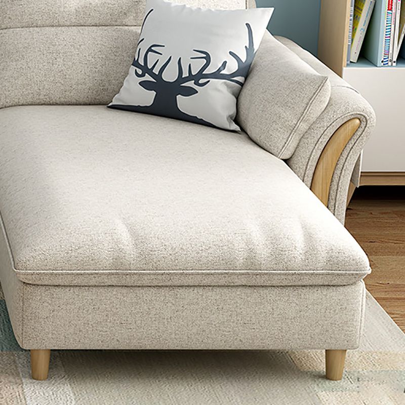 Nrdic stof stationaire woonkamer wijd uitlopende armkussens bank chaise