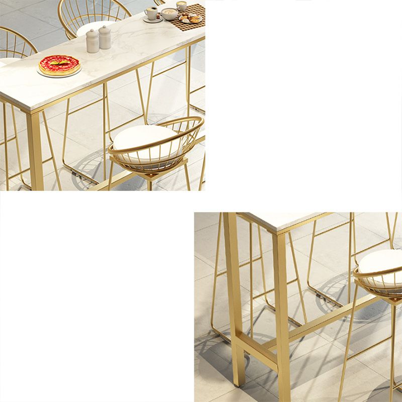 Table de bar Glam Table de salle à manger fixe en faux marbre blanc à hauteur de pub