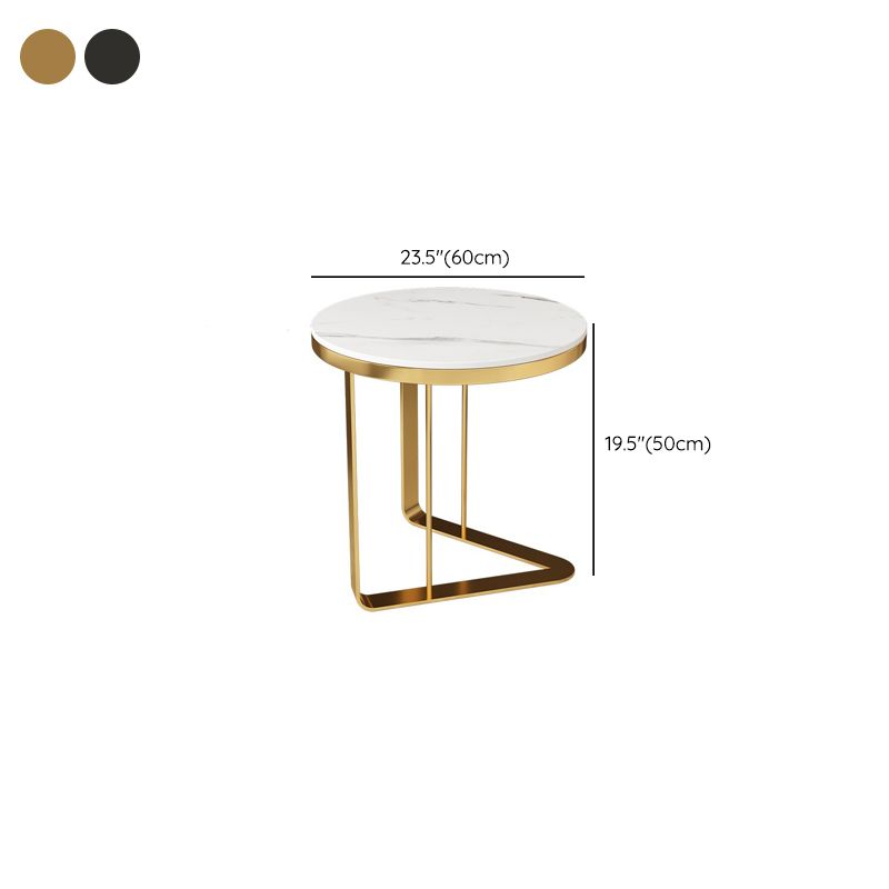 モダンな石トップサイドテーブルラウンドブラック/ゴールドメタリックCテーブル