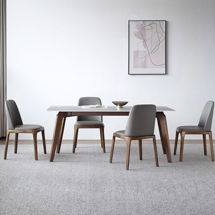 Modern Sintered Stone Top Dining Set Rectangle 1/3/4/5 Pieces Wooden Dining Room Table Set Clearhalo 'Dining Room Sets' 'Dining Tables & Seating' 'dining_room_set' 'furn' 'furn_dining_room_set' 'Furniture' 'Kitchen & Dining Furniture' 1200x1200_62ed6956-9654-4e43-b516-c37eb3e77f7f