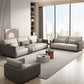 Modern White Pillows Square Arm Living Room Faux Leather Seating
