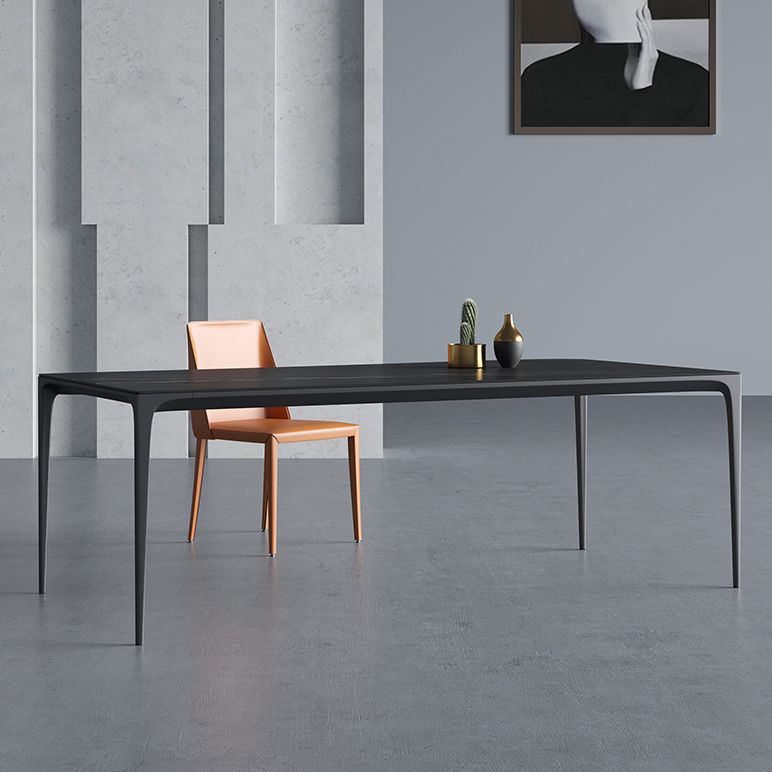 Sintered Stone Black Dining Table Modern Style 4 Legs Table for Dining Room Clearhalo ' dining_table' 'Dining Tables & Seating' 'Dining Tables' 'furn' 'furn_dining_table' 'Furniture' 'furniture_dining_table' 'Kitchen & Dining Furniture' 'kitchen&dining_furn' 'kitchen' 'kitchen_dining_table' 1200x1200_62ee0ca0-e337-4461-a9c8-68087450ec57