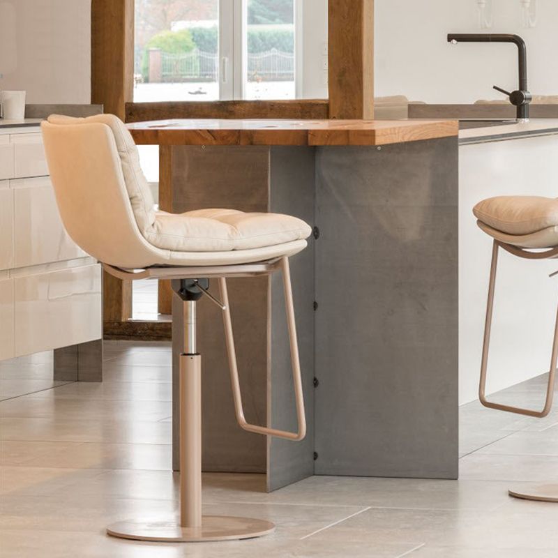 Contemporary Style Armless Barstool Leather Adjustable Height Bar Stool