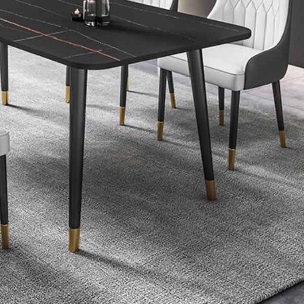 Black Rectangle Dining Table Set 1/2/5/7 Pieces Stone and Metal Dinette Set Clearhalo 'Dining Room Sets' 'Dining Tables & Seating' 'dining_room_set' 'furn' 'furn_dining_room_set' 'Furniture' 'Kitchen & Dining Furniture' 1200x1200_62f1e0cb-727d-4124-a073-68f296d0628e