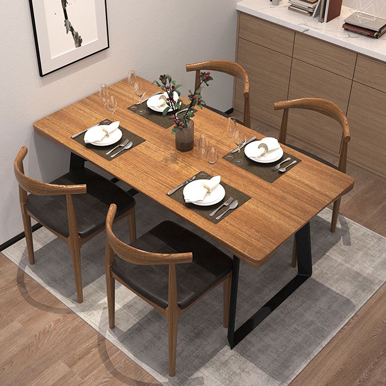 Rectangle Pine Wood Table for Restaurant Industrial Dining Table with Double Pedestal Clearhalo 'Dining Tables & Seating' 'Dining Tables' 'dining_table' 'furn' 'furn_dining_table' 'Furniture' 'furniture_dining_table' 'Kitchen & Dining Furniture' 'kitchen' 'kitchen_dining_table' 1200x1200_62f2a0fa-b2c3-48d3-939a-7a8d00810b48