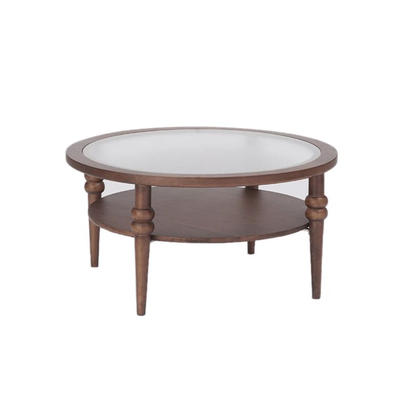 Modern Glass Top Coffee Table Solid Wood Brown Table with Storage Clearhalo 'Coffee & Accent Tables' 'Coffee Tables' 'coffee_tables' 'furn' 'furn_coffee_tables' 'Furniture' 'Living Room Furniture' 1200x1200_62f6e717-7a02-4488-9311-091bd1335d0d