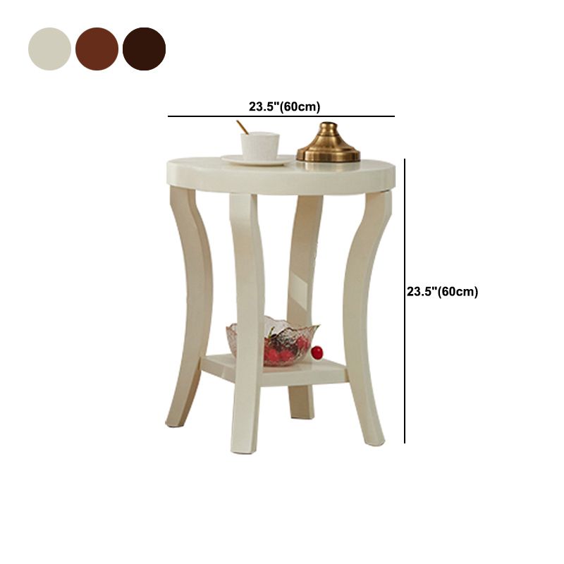 Tableau de côté traditionnel en bois rond 23,6 "Table de bout à 4 jambes de haut avec étagère