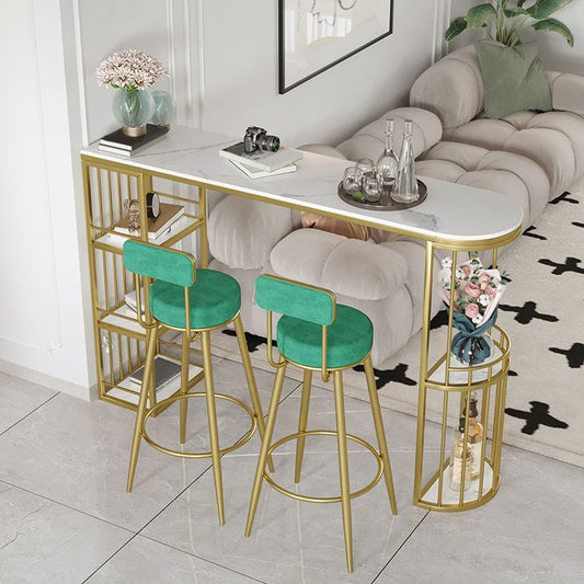 Modern Style Bar Table Set 1/3 Pcs White Granite Bar Table Set