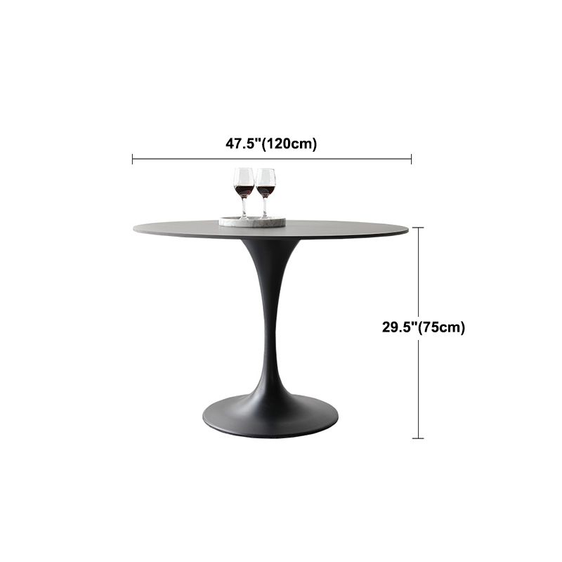 Metal Modern Round Indoor Table Black Sintered Stone Top Table for Dining Room Clearhalo 'Dining Tables & Seating' 'Dining Tables' 'dining_table' 'furn' 'furn_dining_table' 'Furniture' 'furniture_dining_table' 'Kitchen & Dining Furniture' 'kitchen' 'kitchen_dining_table' 1200x1200_62f8eca6-ee77-4c2f-a1f0-78640a7e18f0