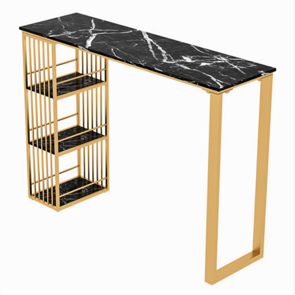 Stone Top Bar Dining Table Traditional Luxury Rectangle Bar Table with Sled Base in Gold Clearhalo 'Bar Furniture' 'Bar Tables' 'bar_tables' 'furn' 'furn_bar_tables' 'Furniture' 'furniture_bar_tables' 'Kitchen & Dining Furniture' 1200x1200_62fa60c5-9cb8-4731-b990-ad96c0d32577