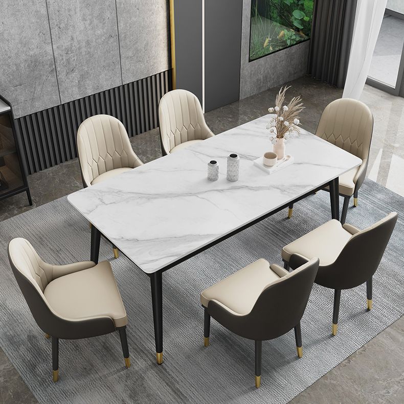 Modern Sintered Stone Dining Room Set Standard Height with Rectangle Top Dining Set Clearhalo 'Dining Room Sets' 'Dining Tables & Seating' 'dining_room_set' 'furn' 'furn_dining_room_set' 'Furniture' 'furniture_dining_room_set' 'Kitchen & Dining Furniture' 'kitchen&dining_furn' 'kitchen' 1200x1200_62fc1837-3d9e-4dad-ace9-48e294e616f5