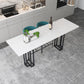 Industrial Marble Bar Table with Rectangle Table Top Double Pedestal Table - 39" H Clearhalo 'Bar Furniture' 'Bar Tables' 'bar_tables' 'furn' 'furn_bar_tables' 'Furniture' 'furniture_bar_tables' 'Kitchen & Dining Furniture' 1200x1200_62fc2343-d69c-4dad-81e2-70214aa07563