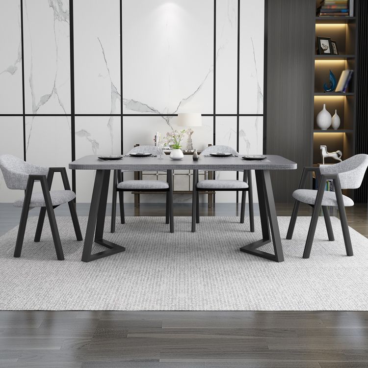 Contemporary Gray Standard Dining Set MDF Rectangle Shape Dining Set for Kitchen Clearhalo 'Dining Room Sets' 'Dining Tables & Seating' 'dining_room_set' 'furn' 'furn_dining_room_set' 'Furniture' 'furniture_dining_room_set' 'Kitchen & Dining Furniture' 'kitchen&dining_furn' 'kitchen' 1200x1200_62fe133c-ed1a-4998-a1ac-27dc18db5005