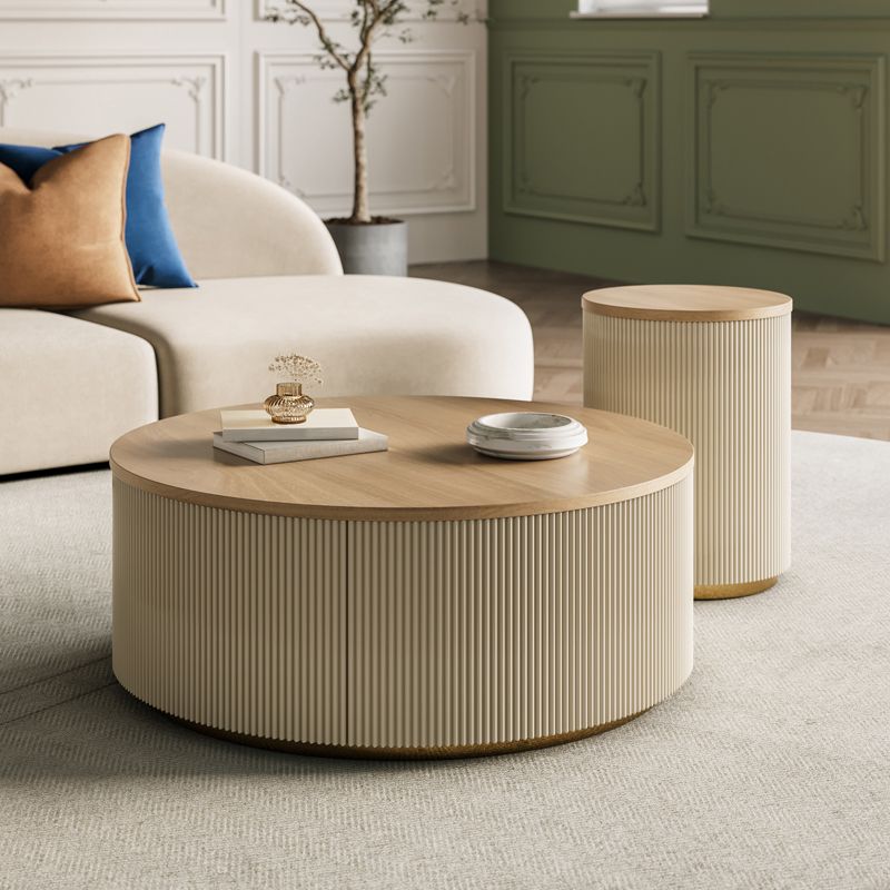 Modern Round Coffee Table Solid Wood Nesting Coffee Table Set Clearhalo 'Coffee & Accent Tables' 'Coffee Tables' 'coffee_tables' 'furn' 'furn_coffee_tables' 'Furniture' 'Living Room Furniture' 1200x1200_62ff0064-a565-482f-8110-71b5eee133ab
